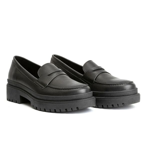 Portland Leather Patina ZOE CHUNKY LOAFER Black Size 9 EU 39 - Picture 1 of 16